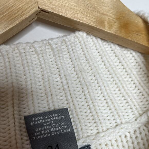 Ann Taylor Double Breasted Cardigan Ivory Womens Size L Pointelle Sweater Jacket - Picture 6 of 7